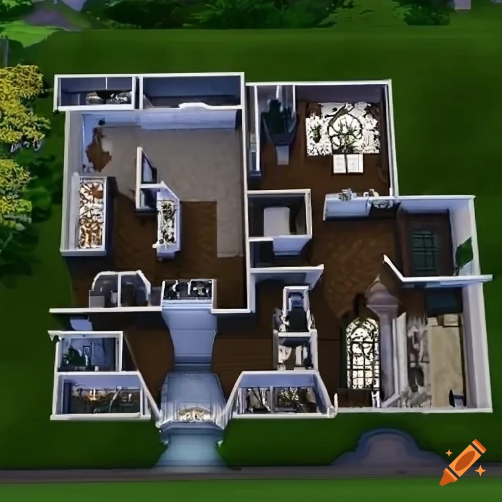 Sims 4 Gothic Style Floor Plan On Craiyon