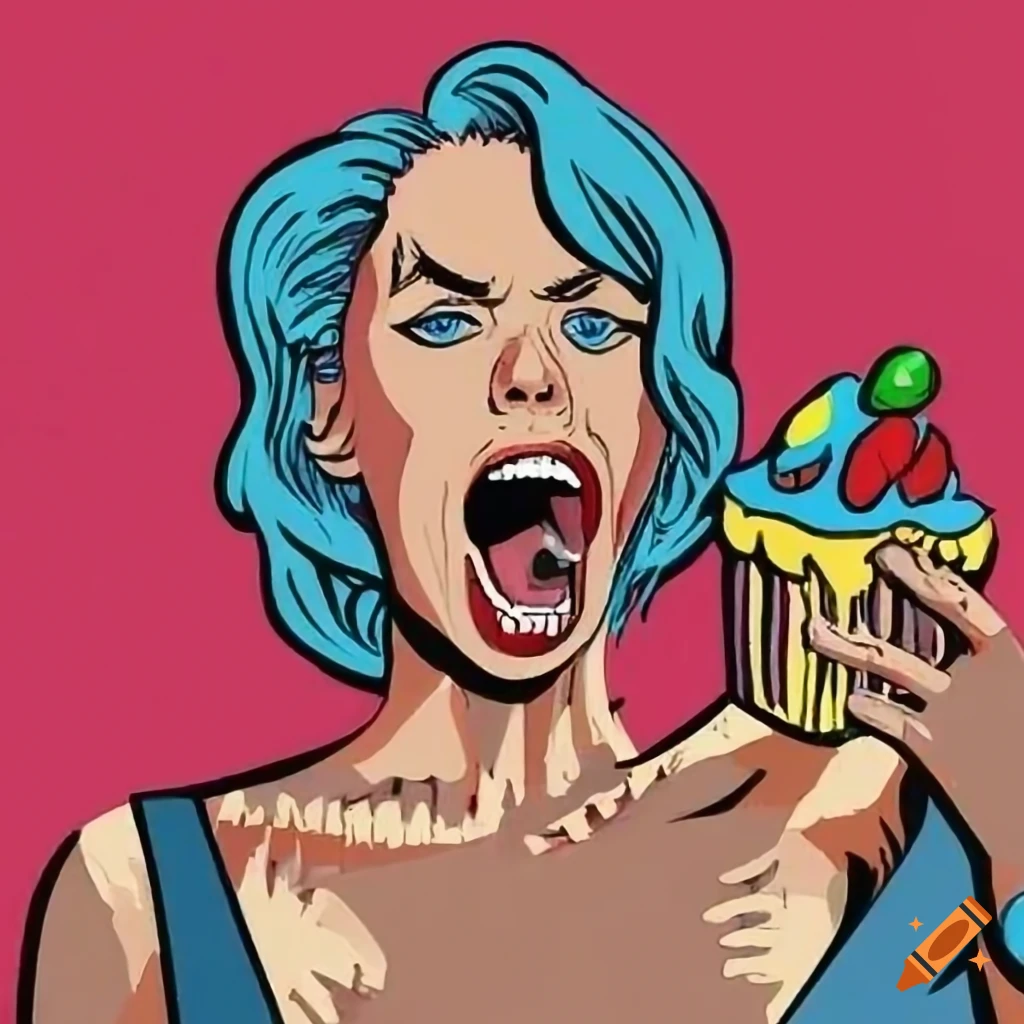 Heroic medival warrior holding a cupcake in front of his mouth like a ...