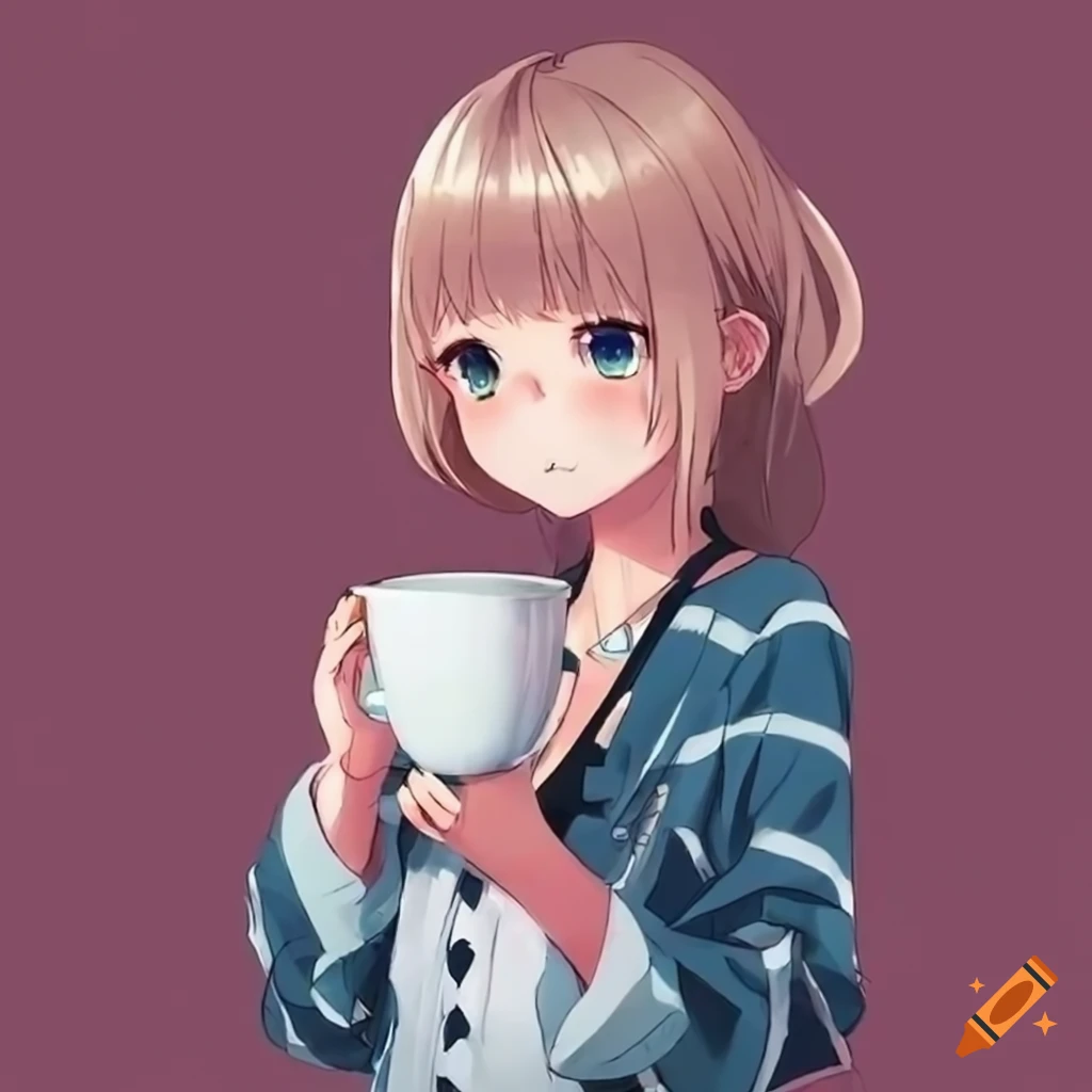 Download Cute Profile Anime Girl Drinking Coffee Pictures | Wallpapers.com