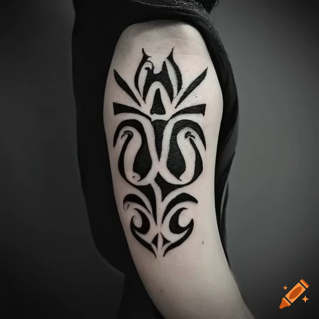 Unique black & white small tribal tattoo fine lines on Craiyon