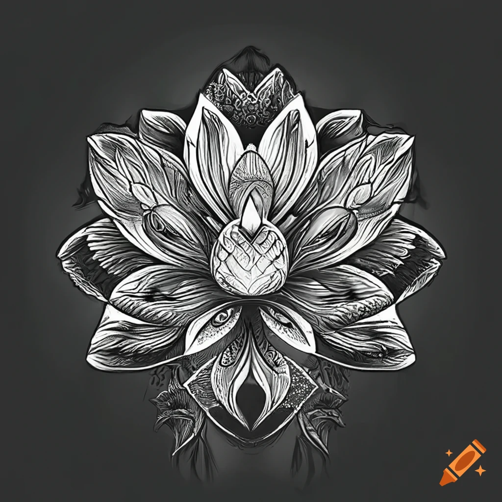 tribal protea flower tattoo design on Craiyon