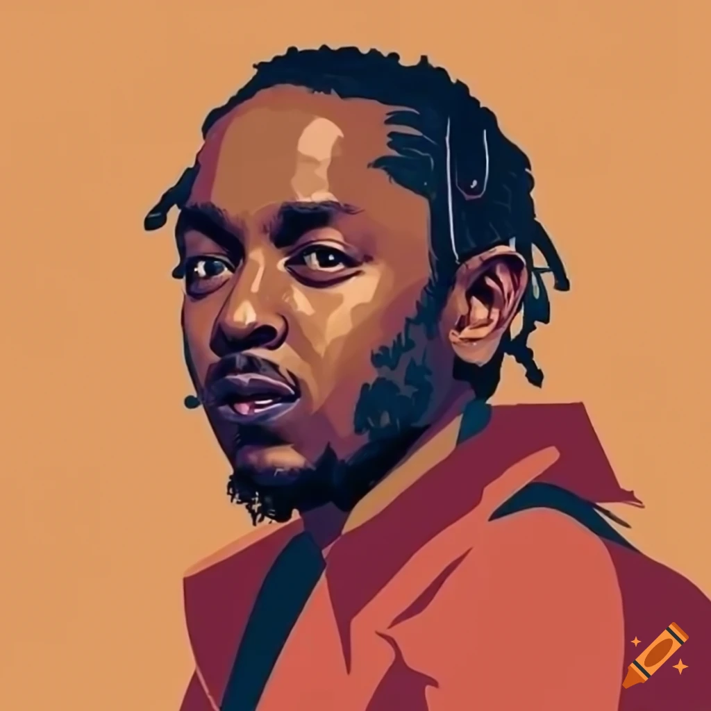 Kendrick lamar in a modern simple illustration style using the pantone  spring 2023 fashion color palette