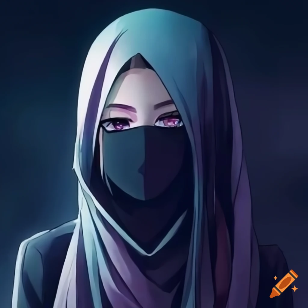 Anime hijab with a mysterious look on Craiyon