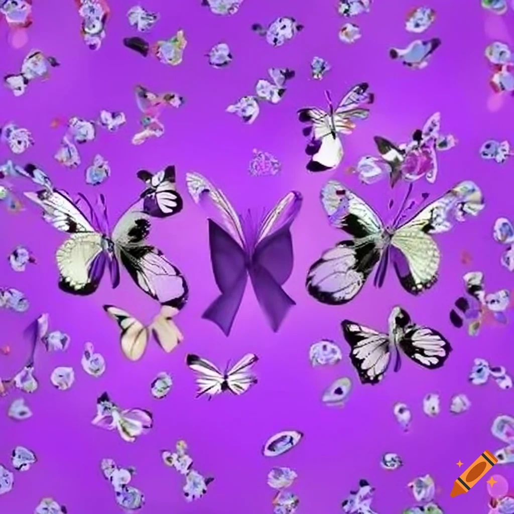 A purple ribbon with delicate butterflies, symbolizing awareness on Craiyon