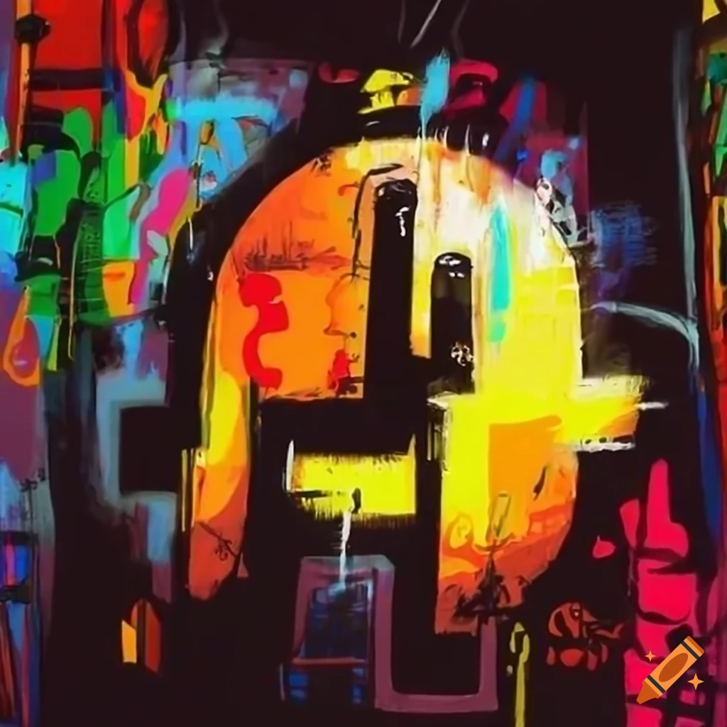 Abstract Graffiti Painting of the arcade game of Pac Man in the art ...