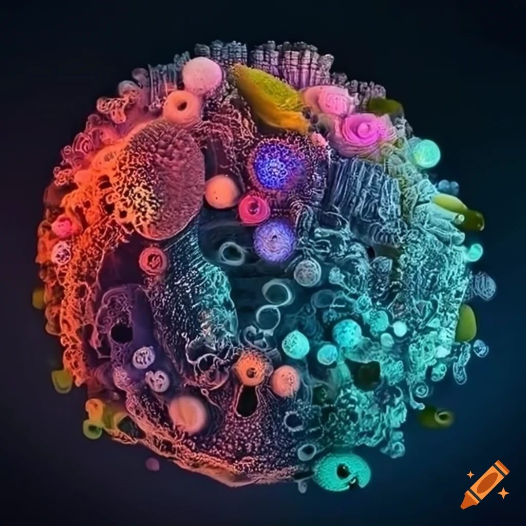 A mesmerizing cityscape created from microorganisms on Craiyon