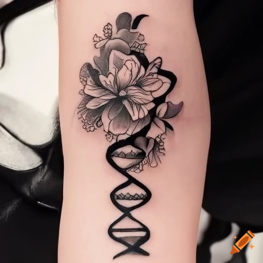 Temporary Tattoowala DNA Drawing with Flowers Tattoo Men and Women Wat –  Temporarytattoowala