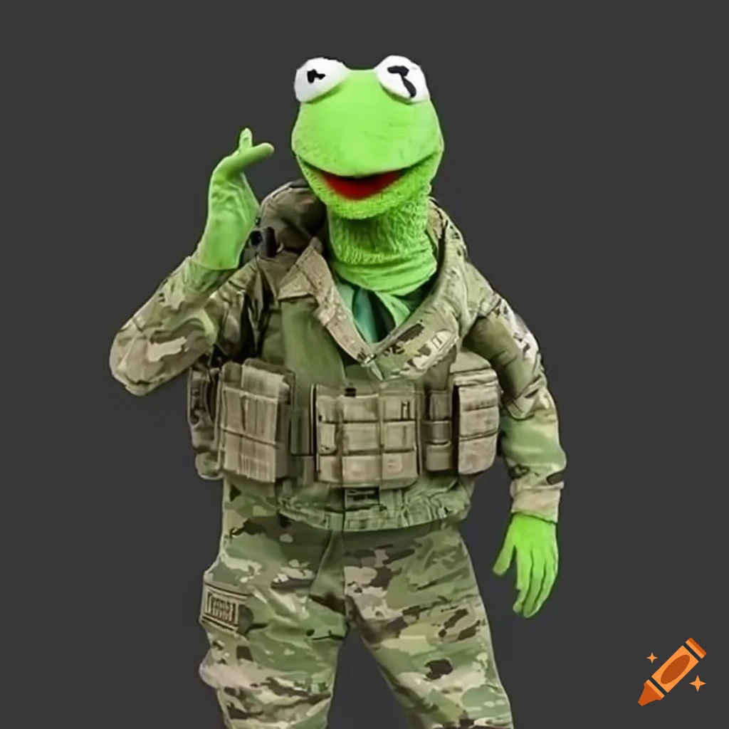 Kermit the frog in modern spec ops uniform