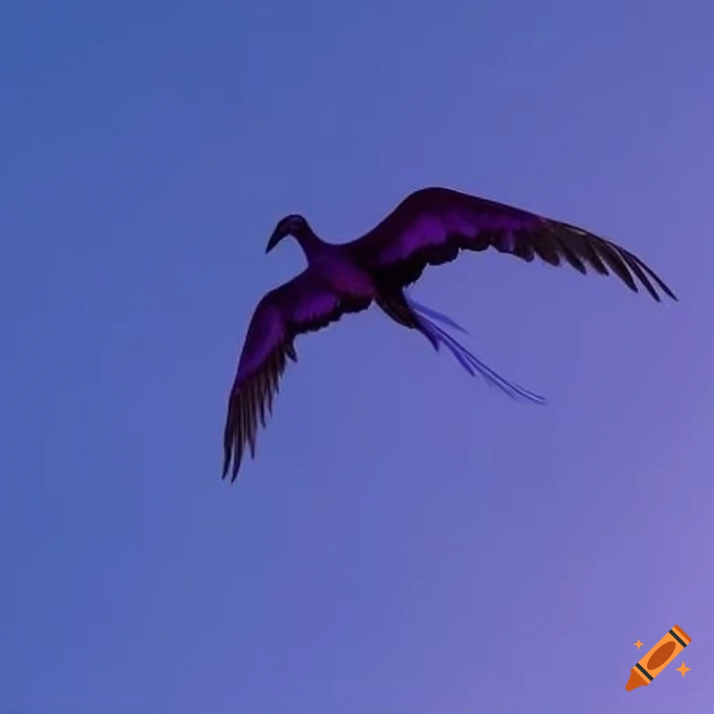 Bird with purple feathers on a black background on Craiyon