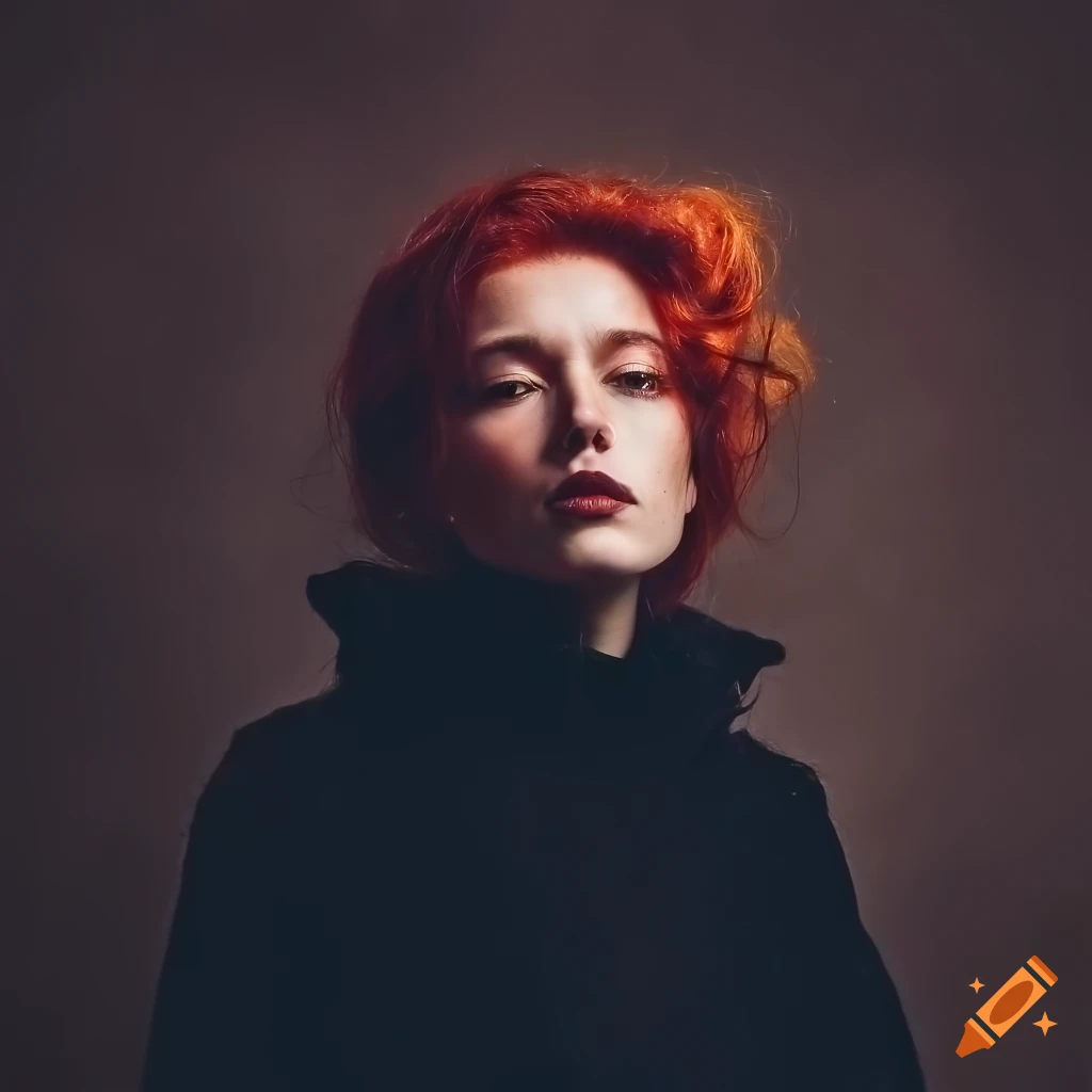 [a Woman] Red Hair In A Bun Soft Focus Dreamy Glow Cold Tones