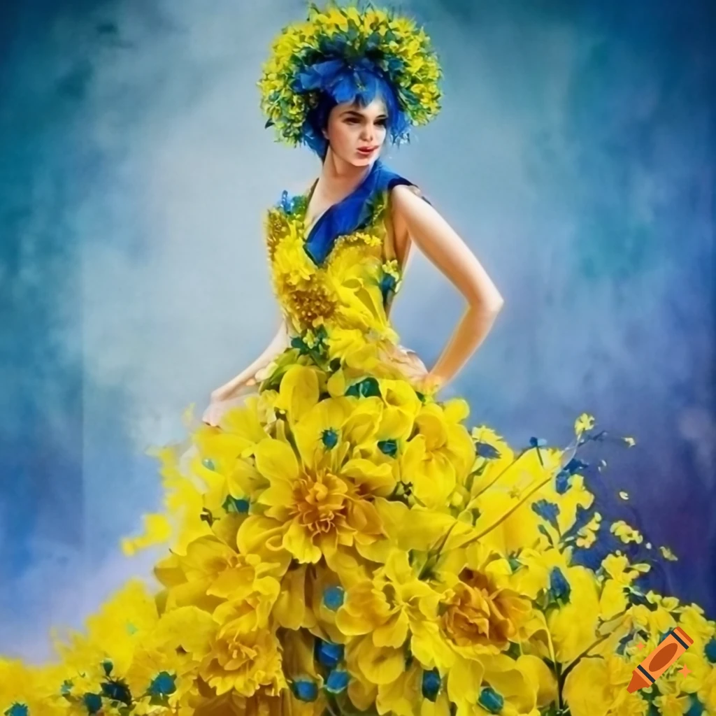 blue yellow dress