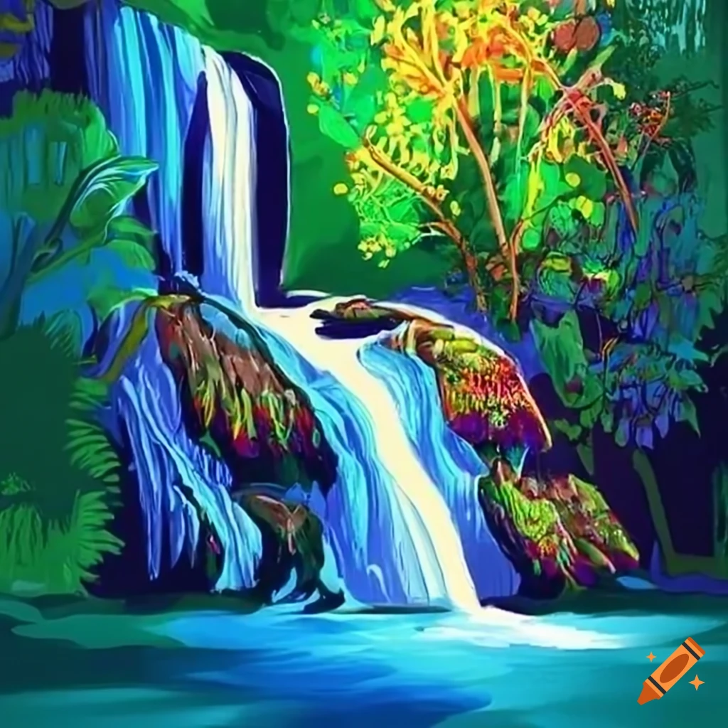 Waterfall at night | oil pastel landscape drawing | Night waterfall | best  and easy oil pastel drawing for beginner | step by step | By Morning  DrizzleFacebook