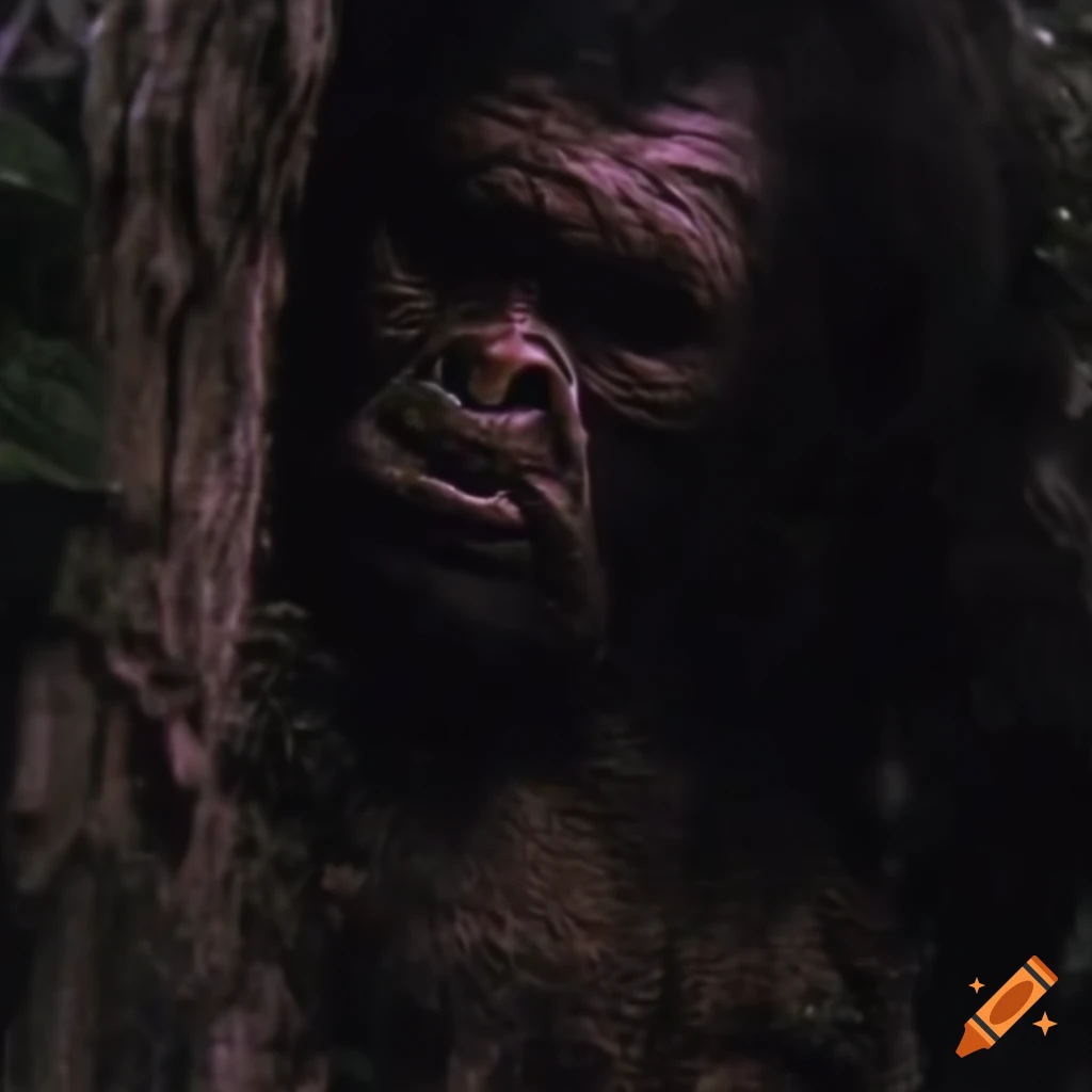 Vhs still from 1989. bigfoot sasquatch hiding in the bushes at night ...