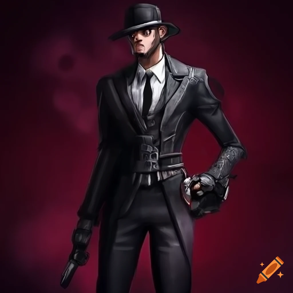 Digital painting of a black male spy in futuristic outfit on Craiyon