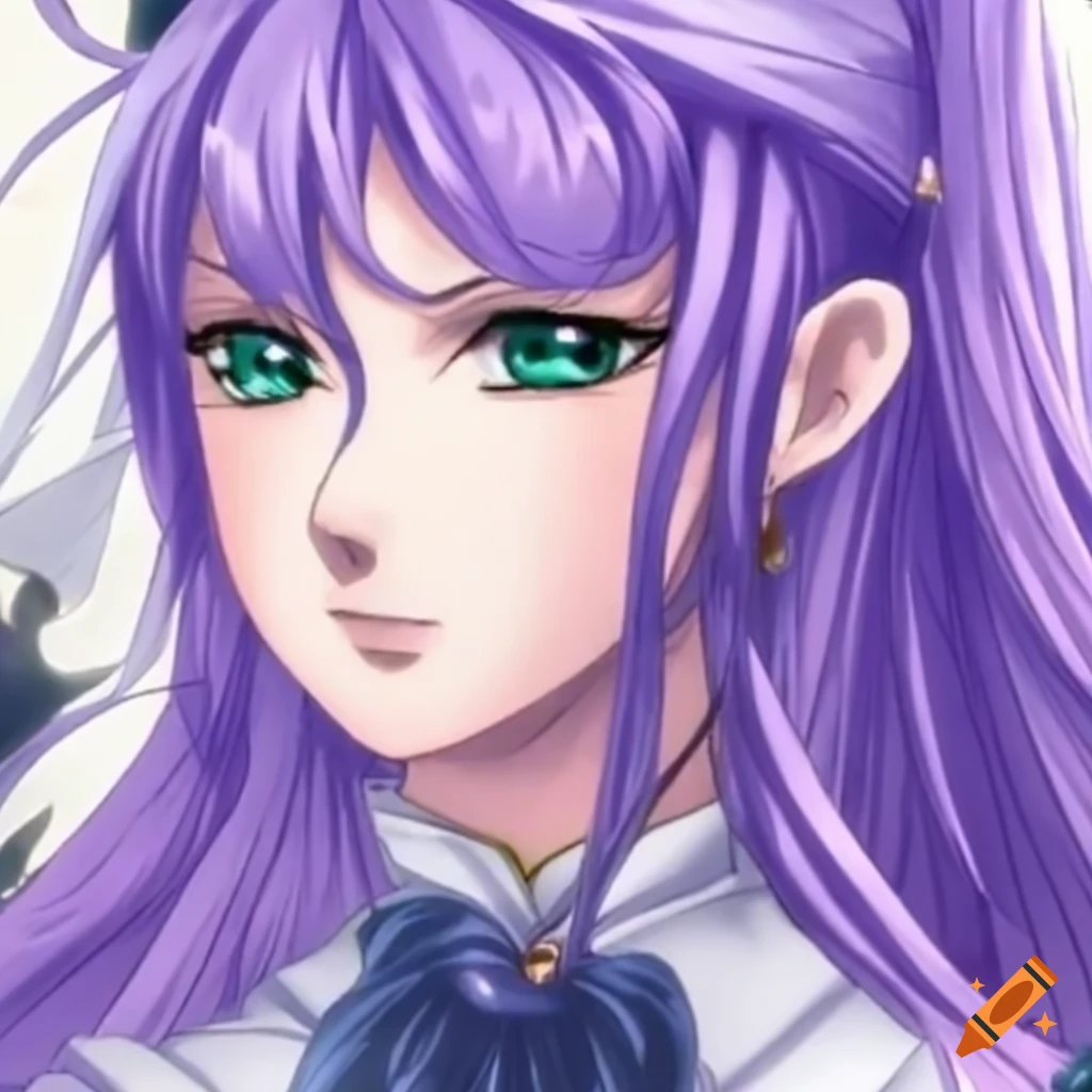 Femme fatale heroine with light lilac hair in kuroshitsuji anime