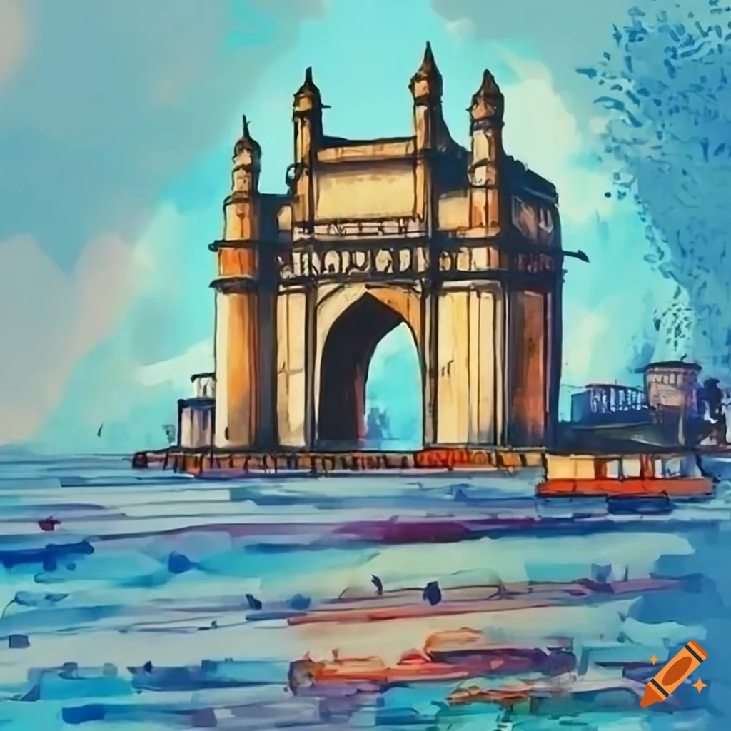 How to Draw & Sketch GATEWAY OF INDIA, MUMBAI (step by step), mumbai gate  of india - YouTube
