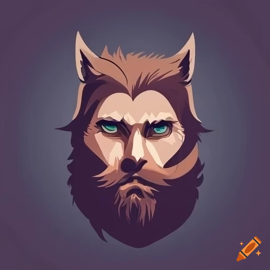 Half bearded man half wolf head face on silhouette, sigma logo on Craiyon