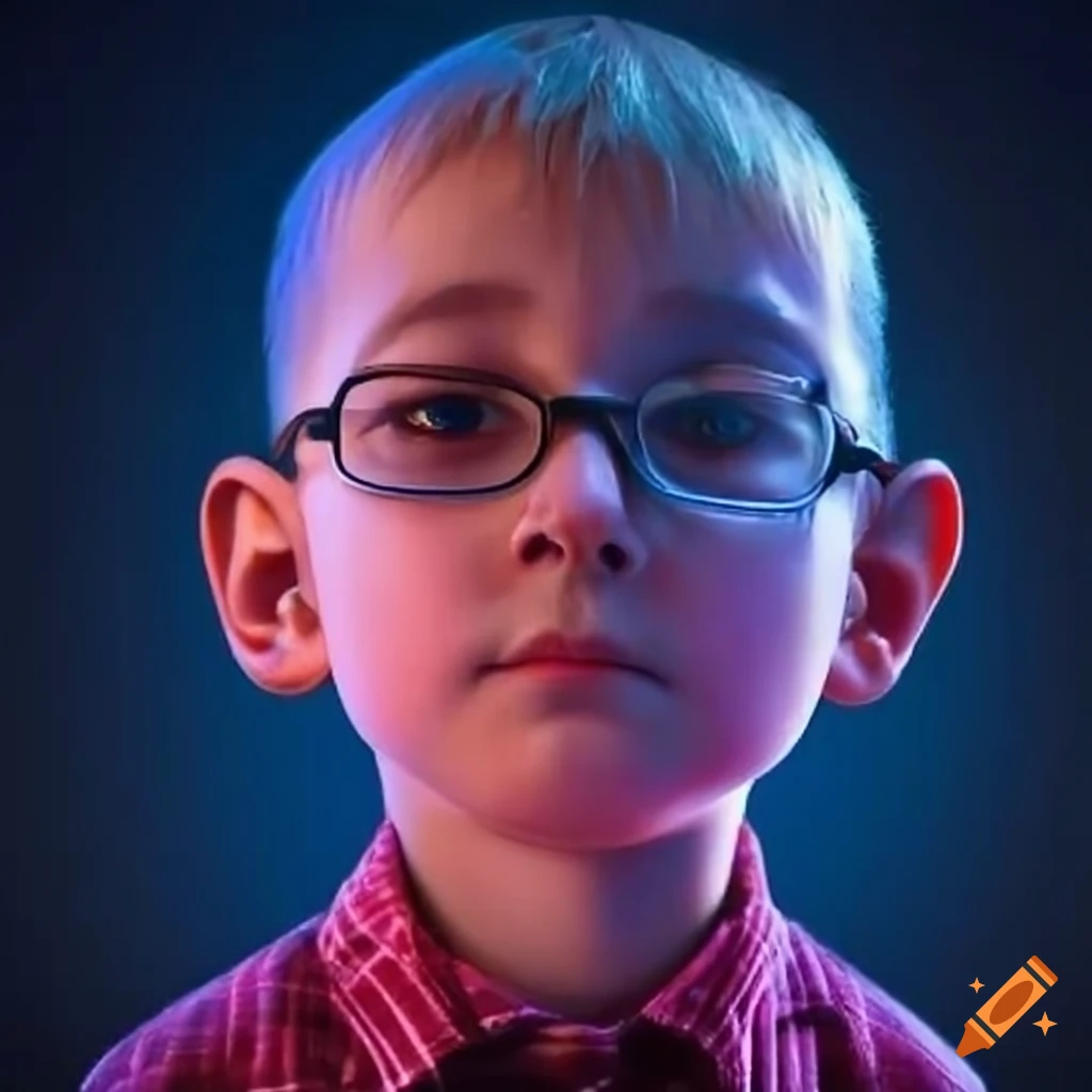 A boy with glasses
