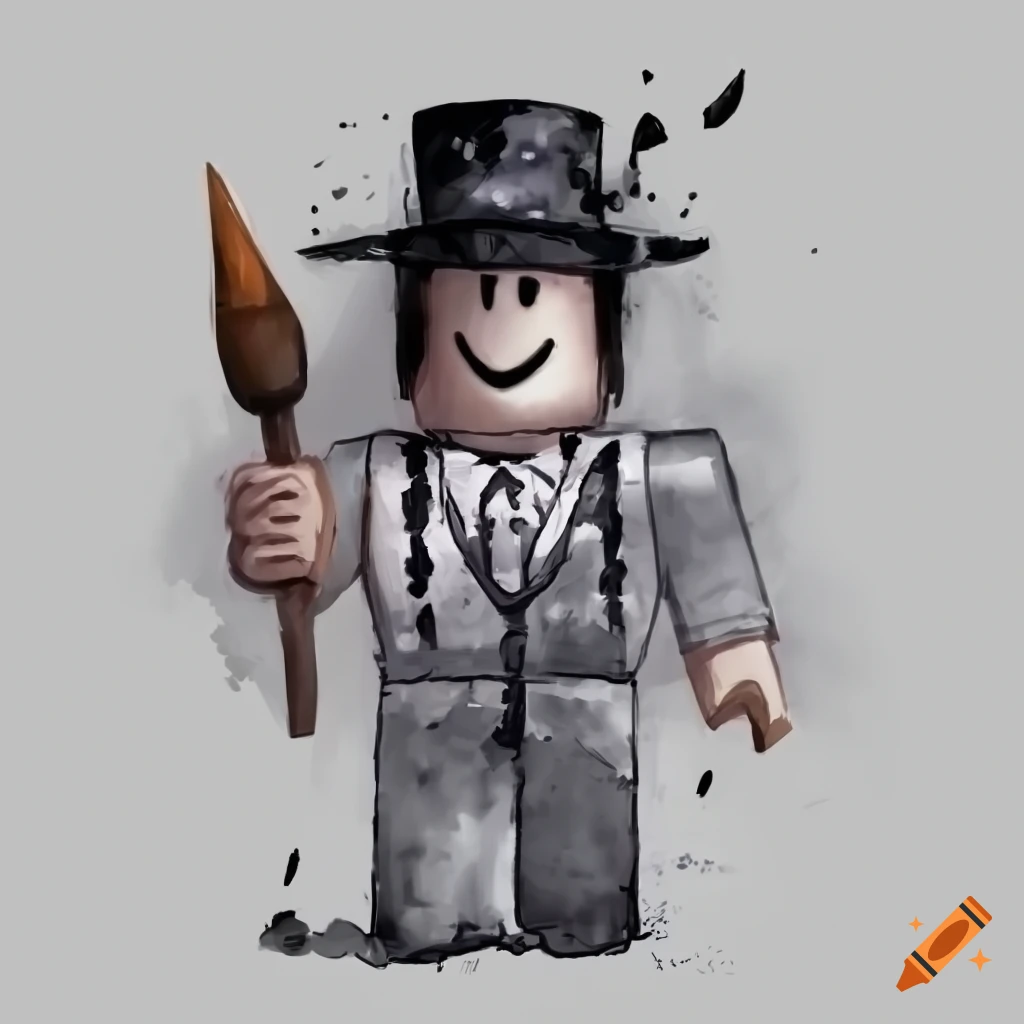 Roblox character with a paintbrush on Craiyon