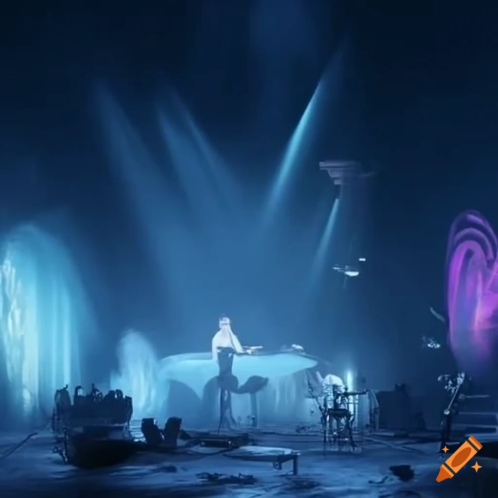Concert in space, floating artists performing, stage on asteriod on Craiyon