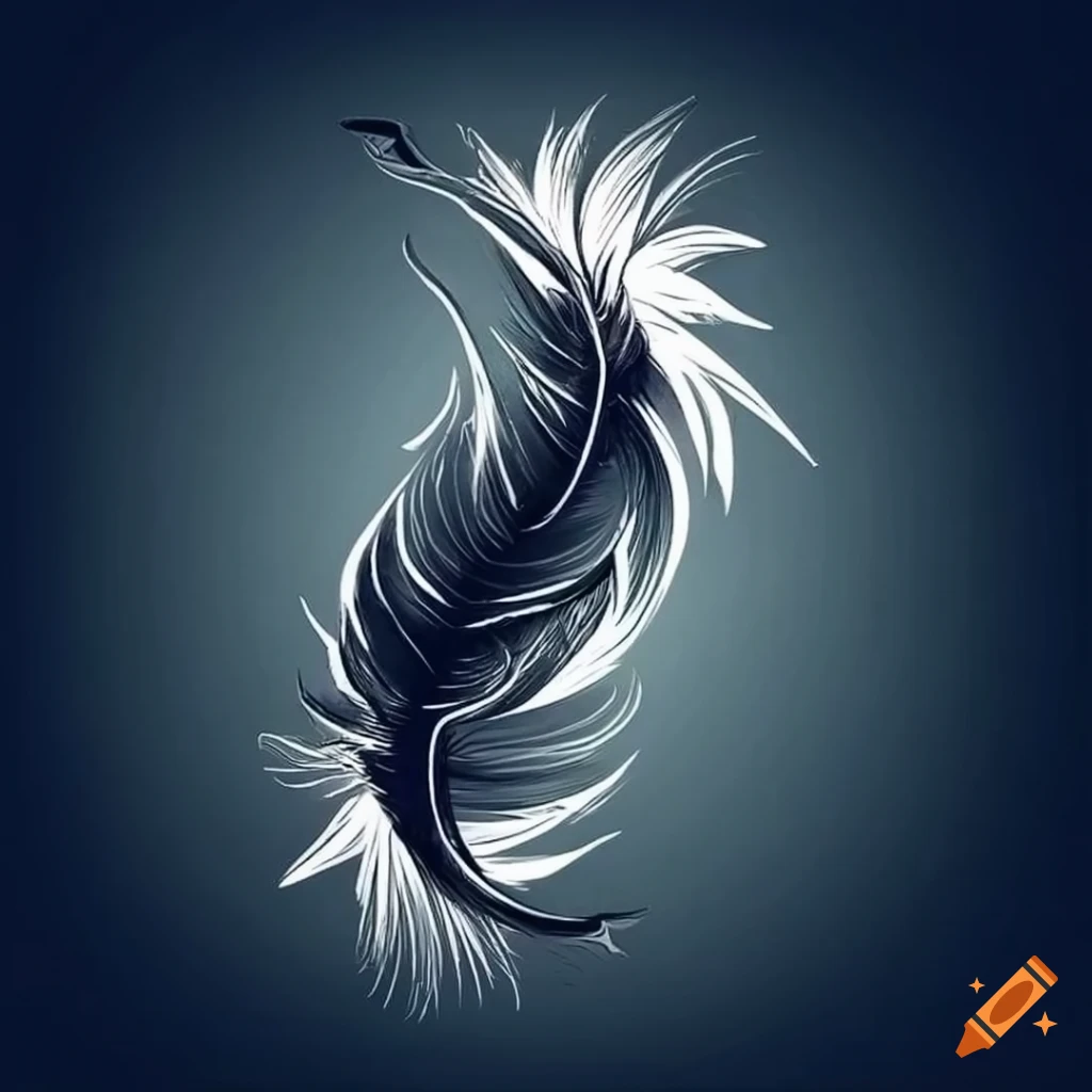 black and white peacock feather tattoo