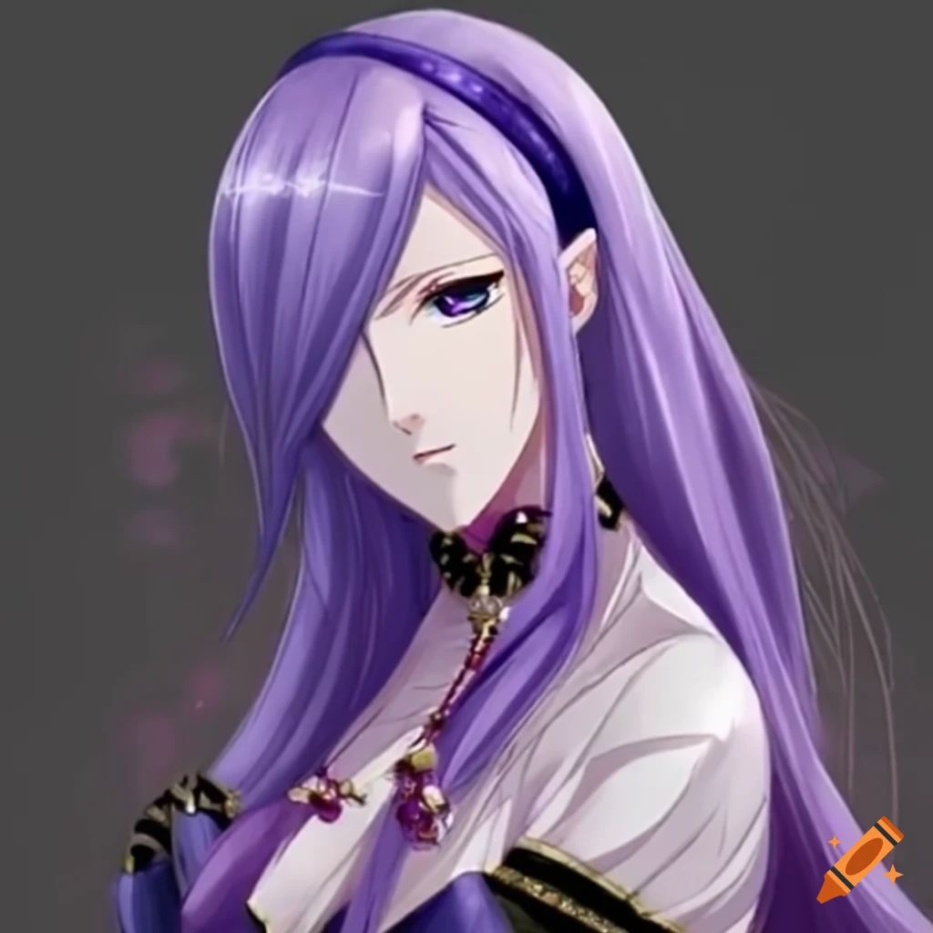 Femme fatale heroine with light lilac hair in kuroshitsuji anime