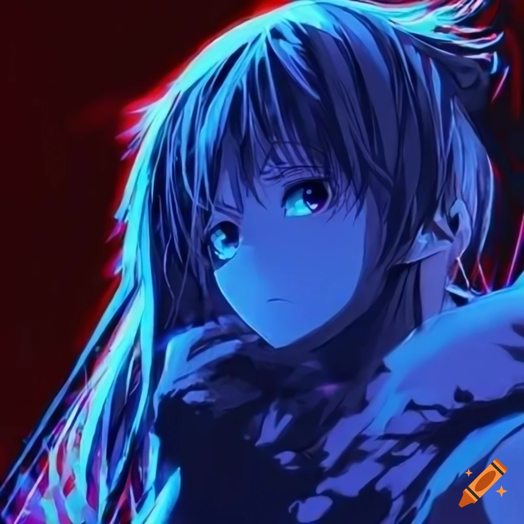 Anime profile picture with a red and blue filter overlay, defined