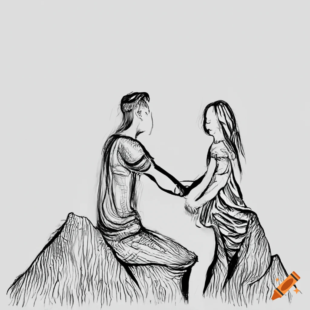 Drawing couple Illustration, Cute little couple, love, child, hand png |  PNGWing