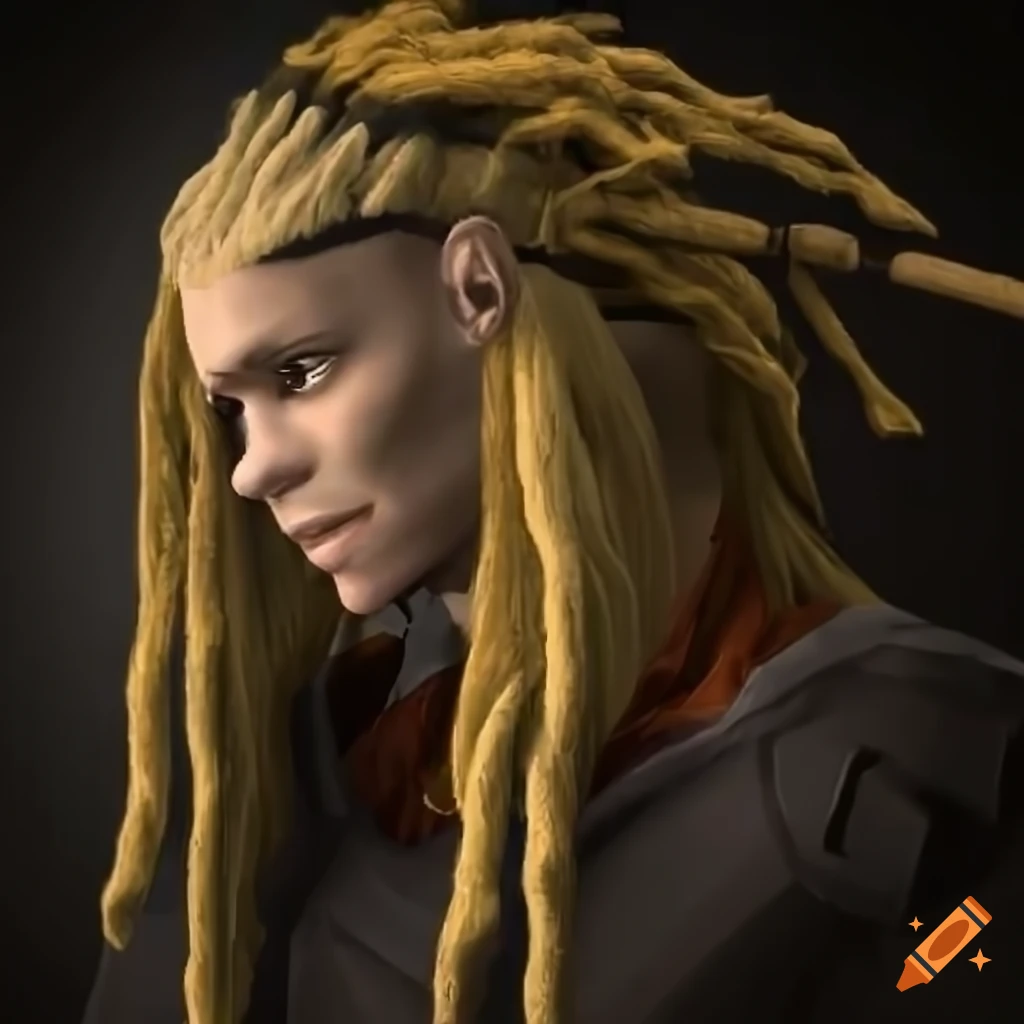 Oldschool runescape character with black and blonde dreadlocks