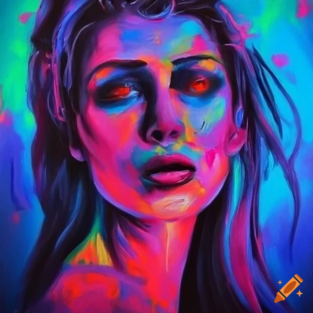 Neon oil painting of woman
