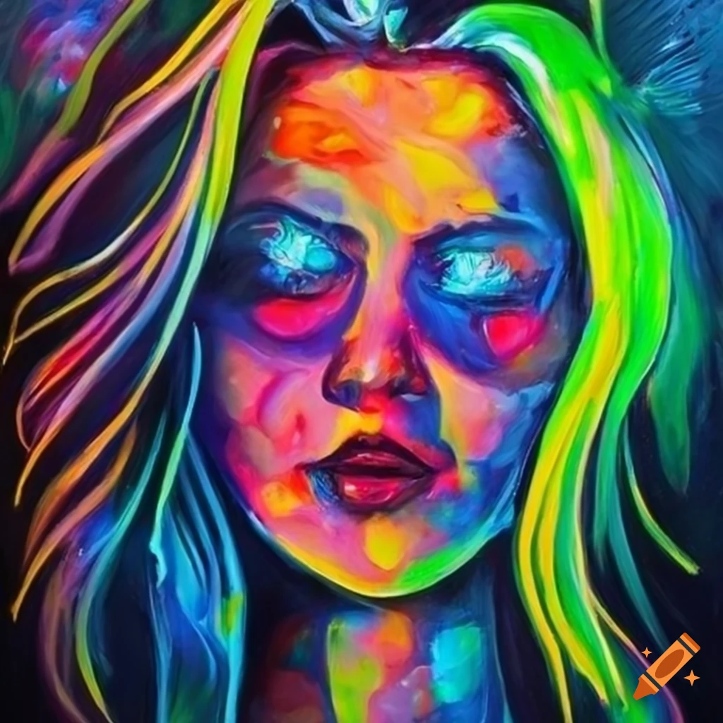 Neon Acrylic Portrait Painting 