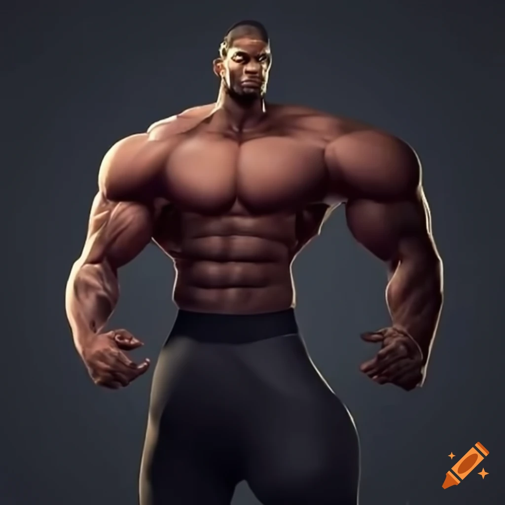 Buff black man flexing his muscles, staring at you. accurate on Craiyon