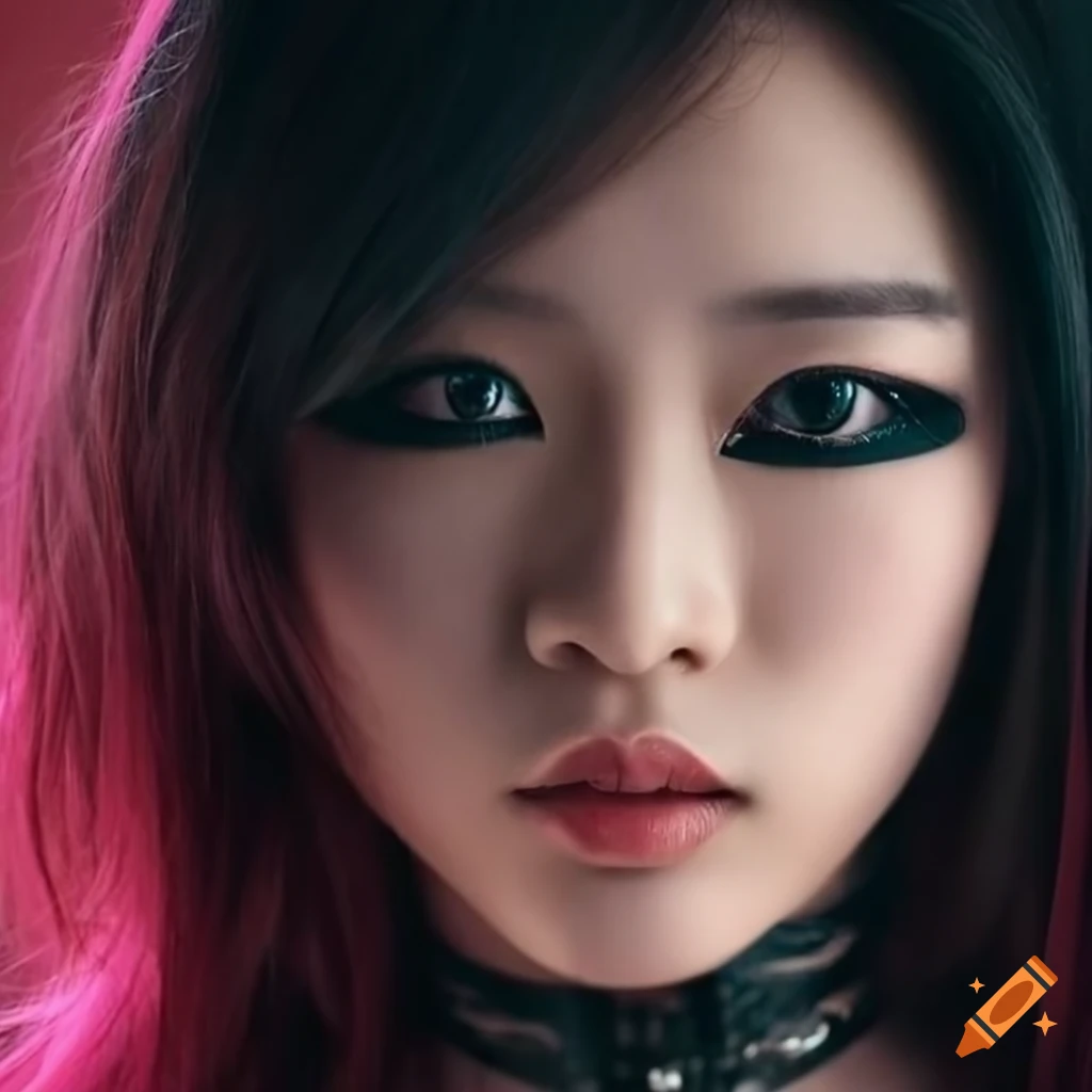 Modern korean beautiful eyes model curvy body trendy cyber punk girl on ...
