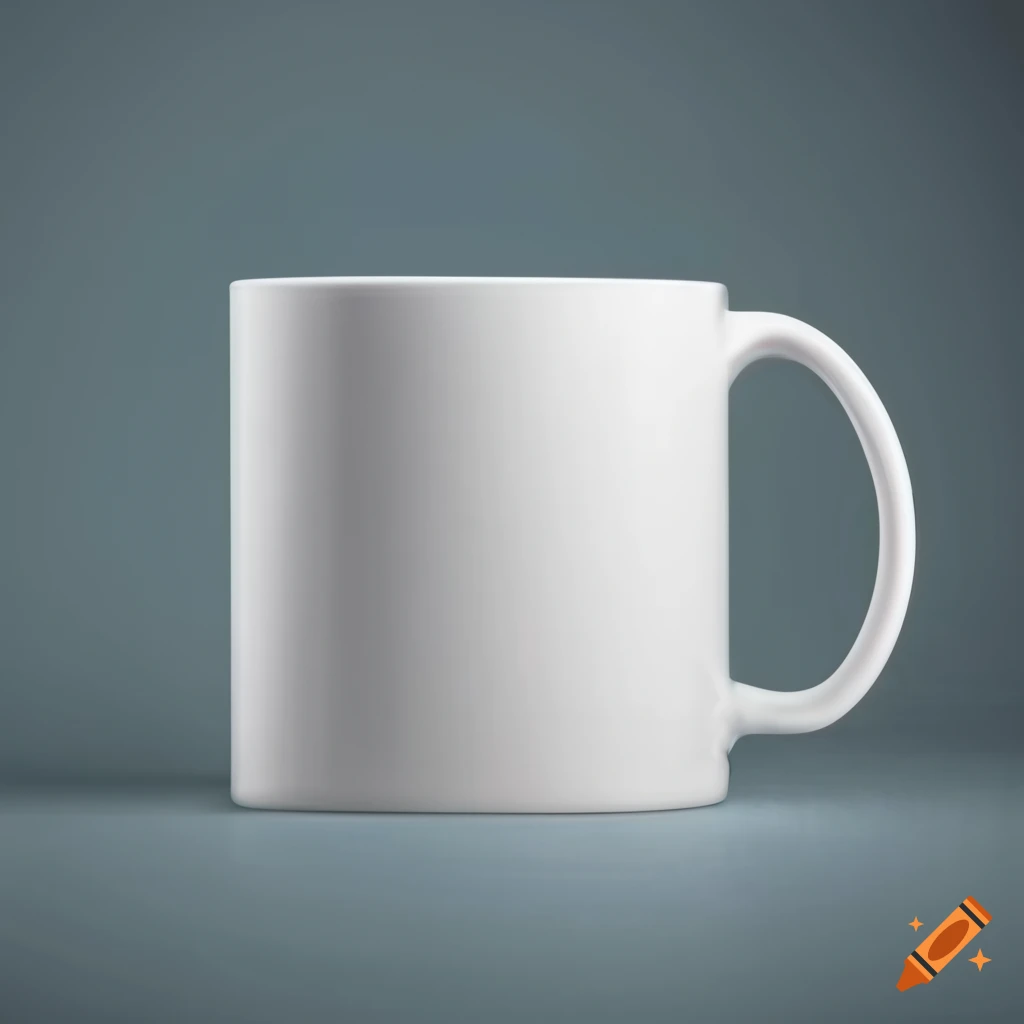 A blank white coffee cup mug mockup on Craiyon