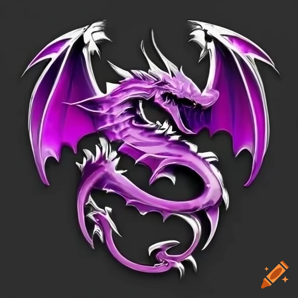 Logo de dragon color morado y negro metalizado on Craiyon
