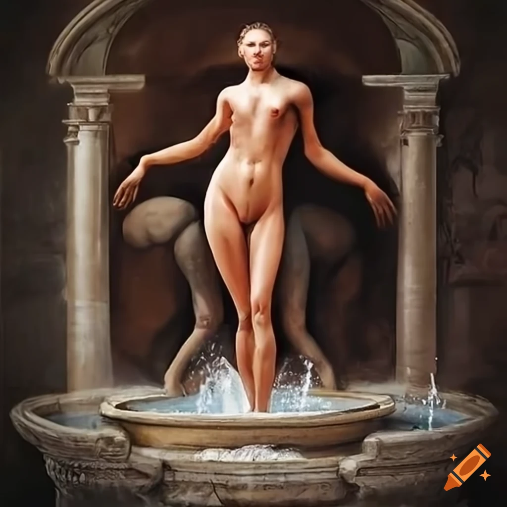 human bodies fountains vessels water nature drops renaissance painting