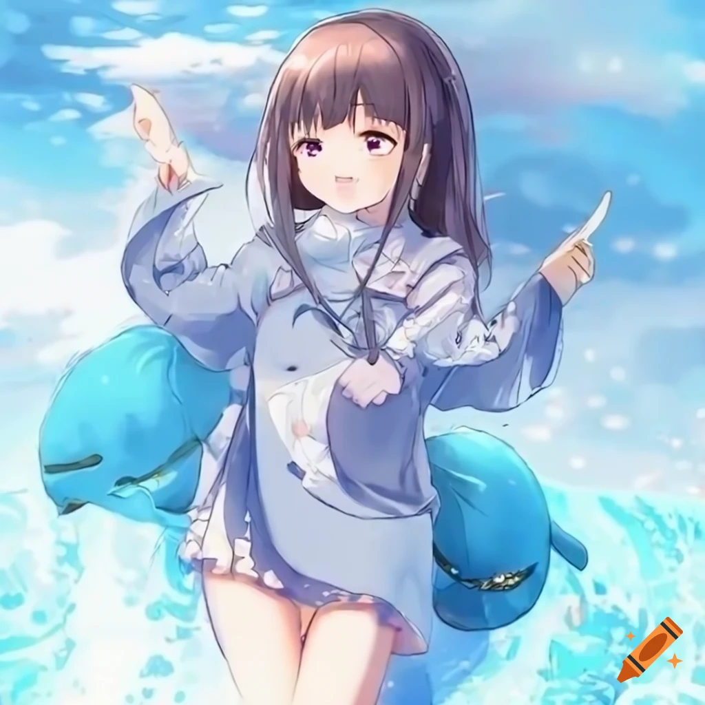 Mobile wallpaper: Anime, Beach, Bag, Fish, Whale, Original, Long Hair,  Brown Hair, 903738 download the picture for free.