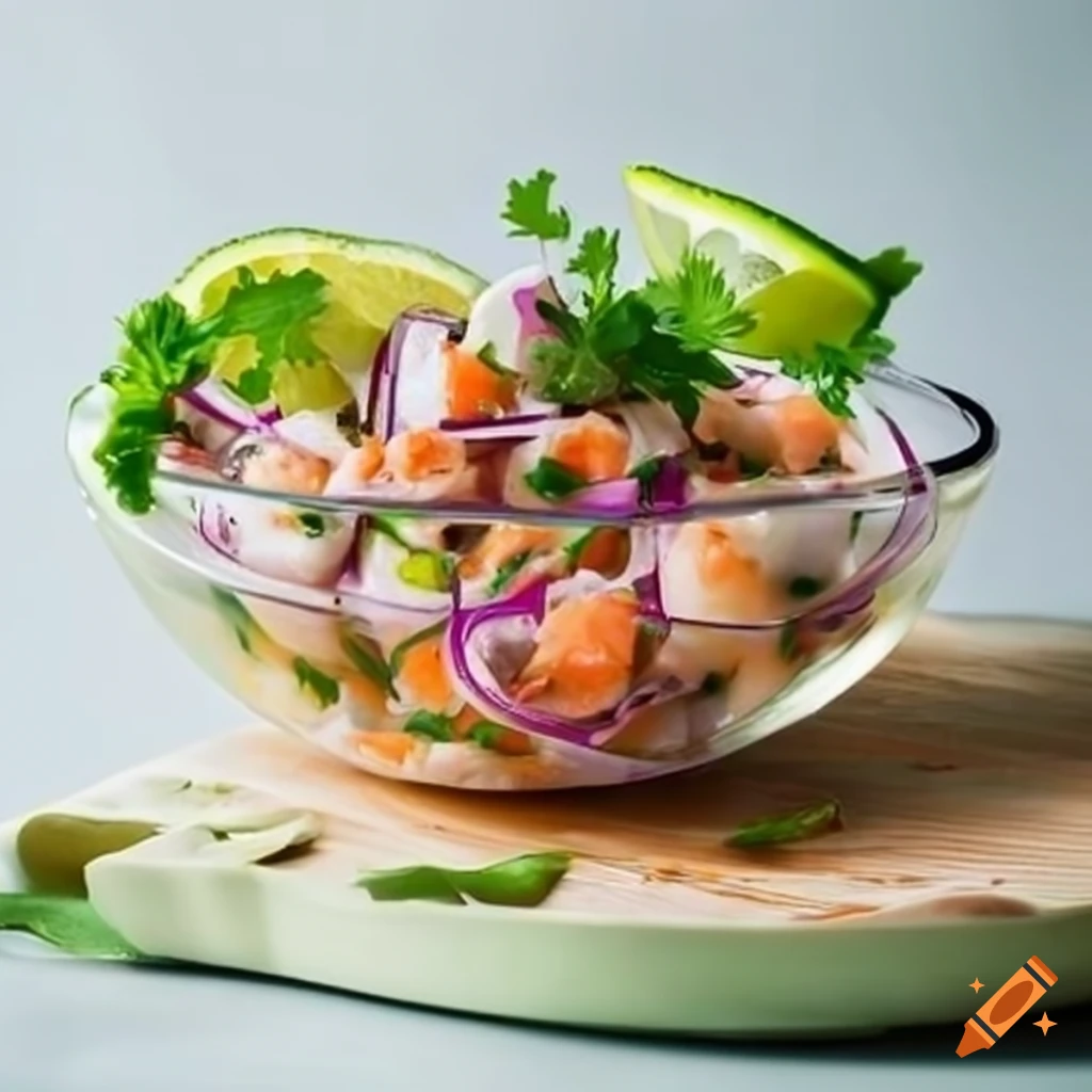 A fresh and tangy ceviche with lime and seafood all definition