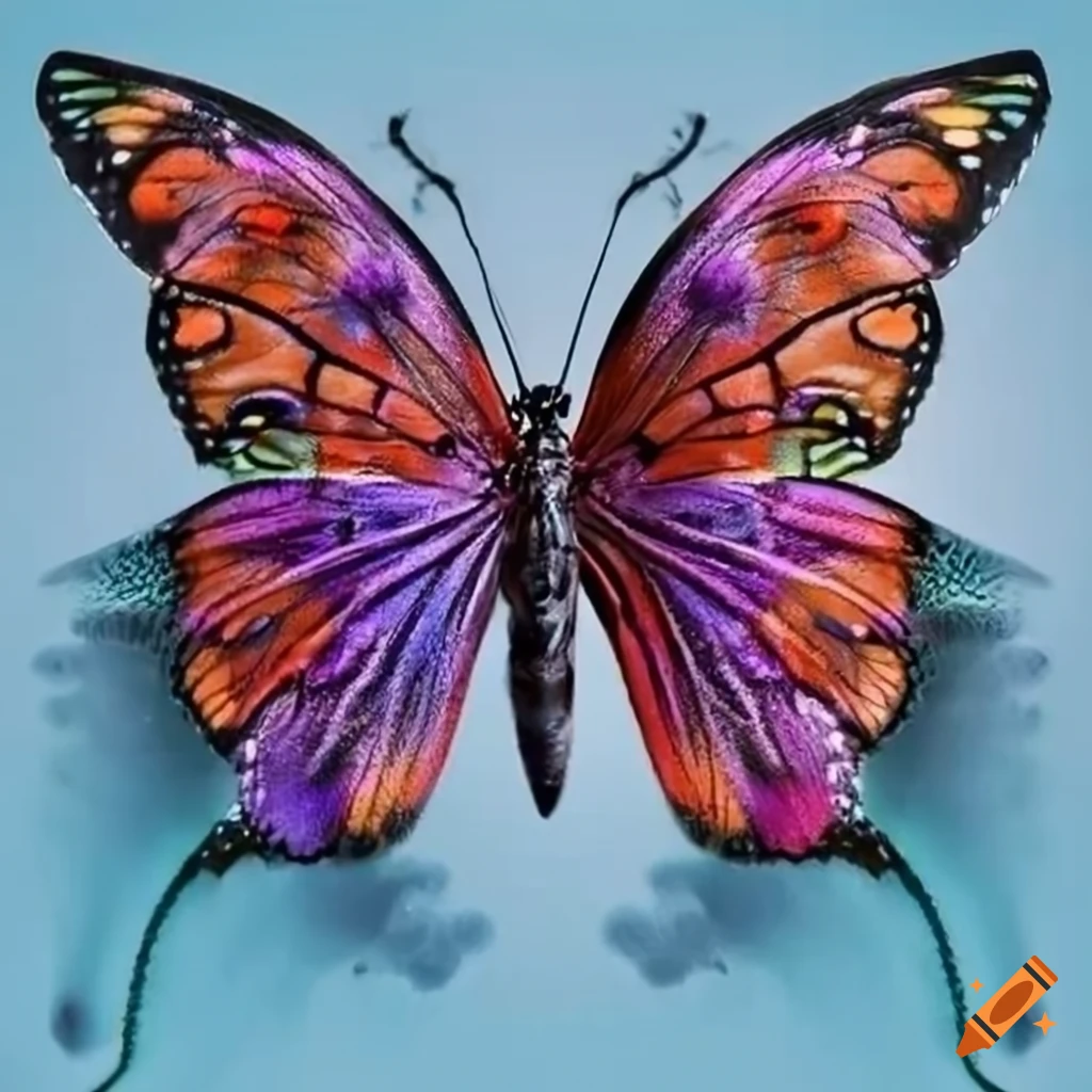 Papillon surealiste colors soyeux motifs fantaisistes