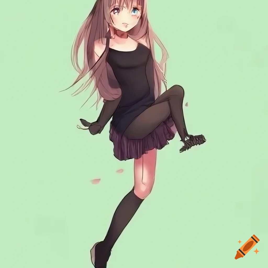 Premium Vector  Anime girl sits in a half turn and poses for the camera on  her skirt