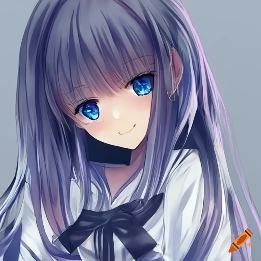 Anime girl long hair blue eyes on Craiyon