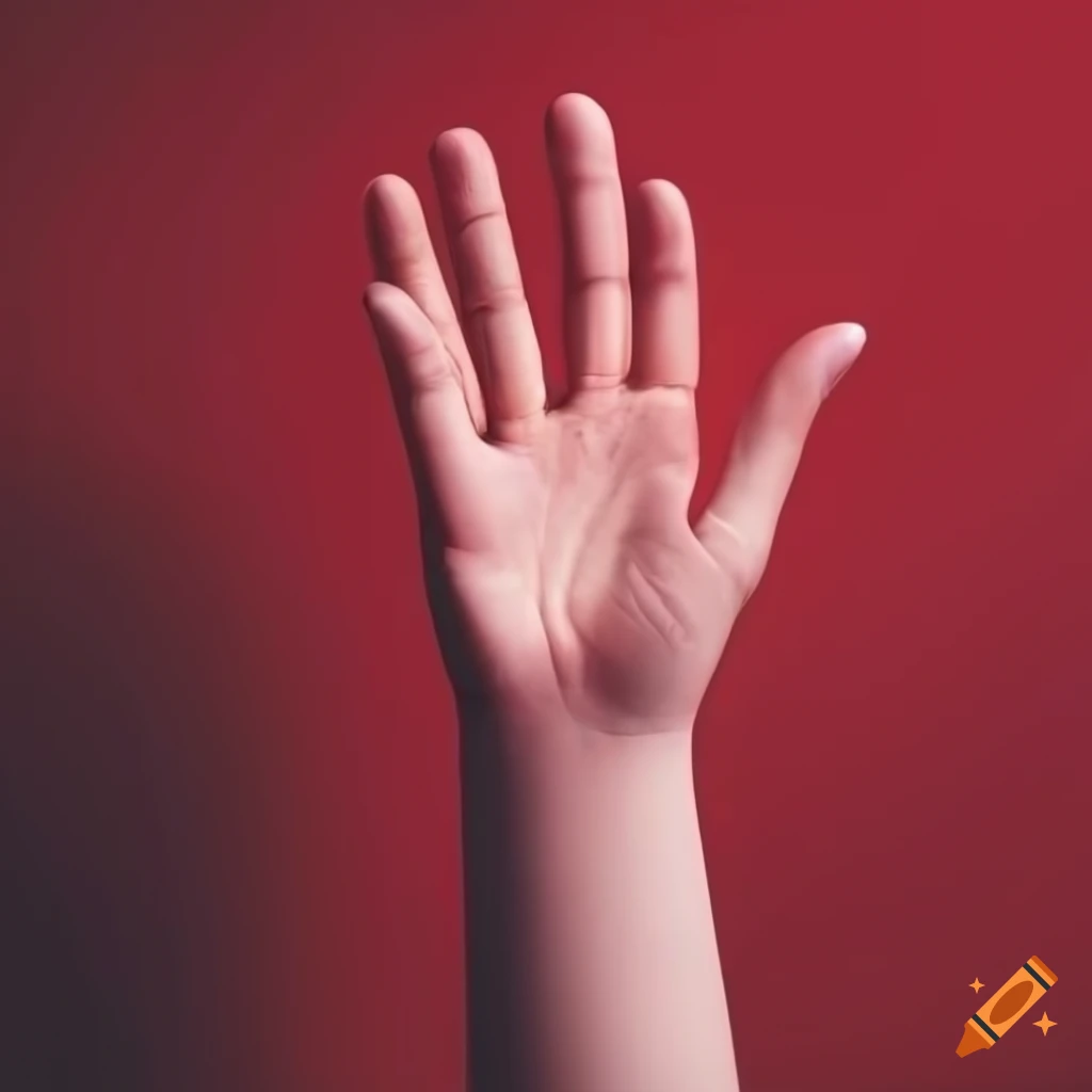 Hand on red background