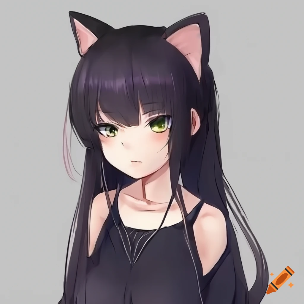 Cute anime cat girl on Craiyon