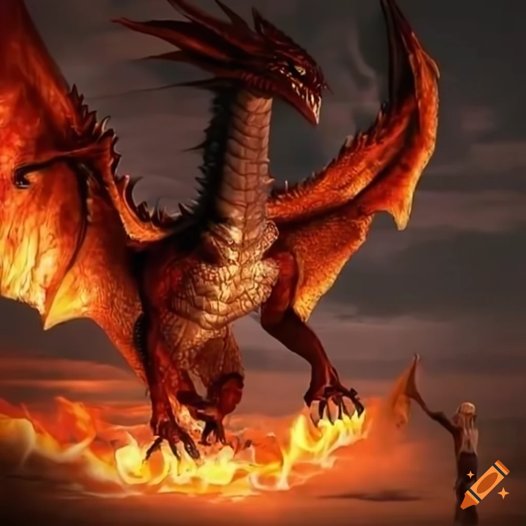 Fire-breathing red dragon on Craiyon