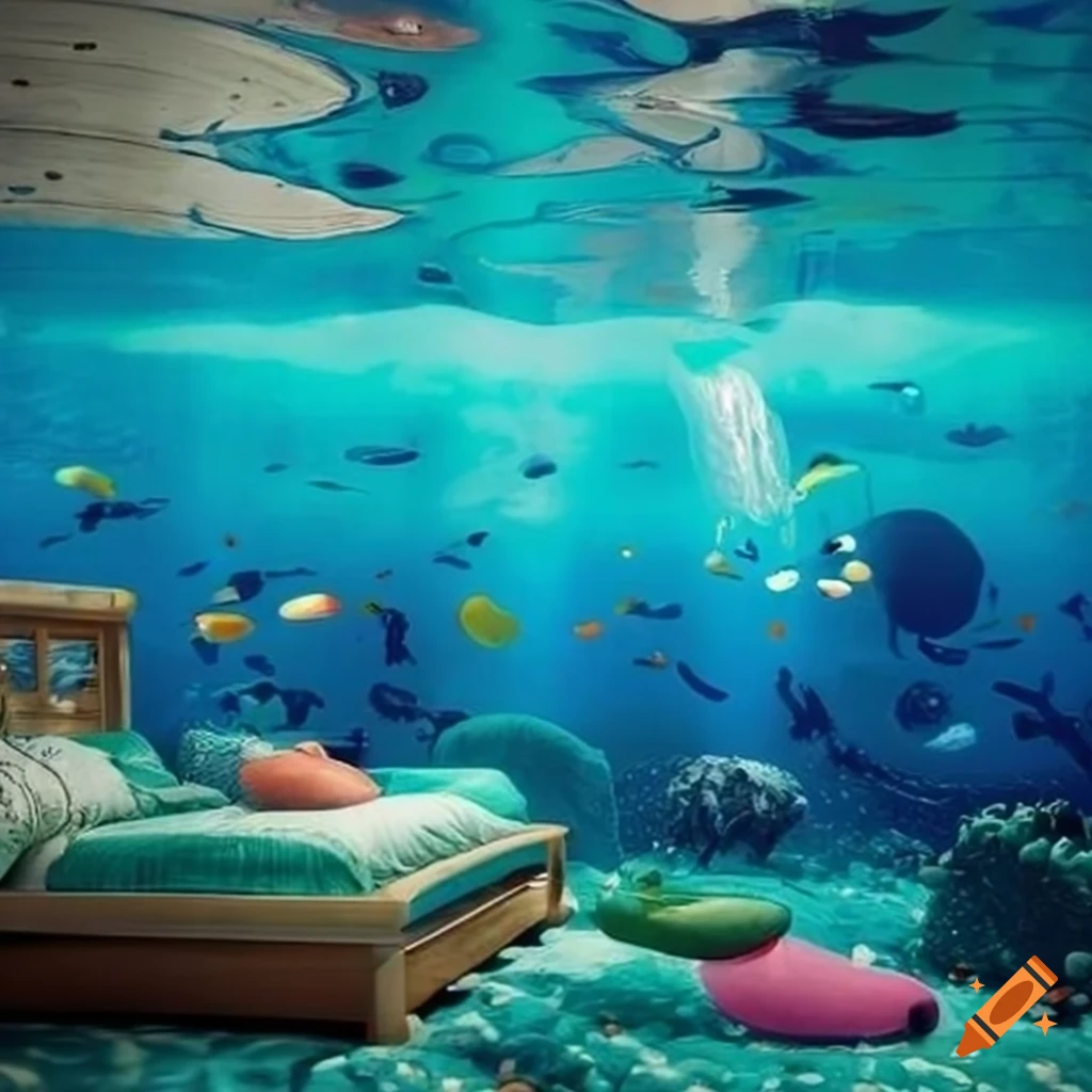 Underwater themed bedroom on Craiyon