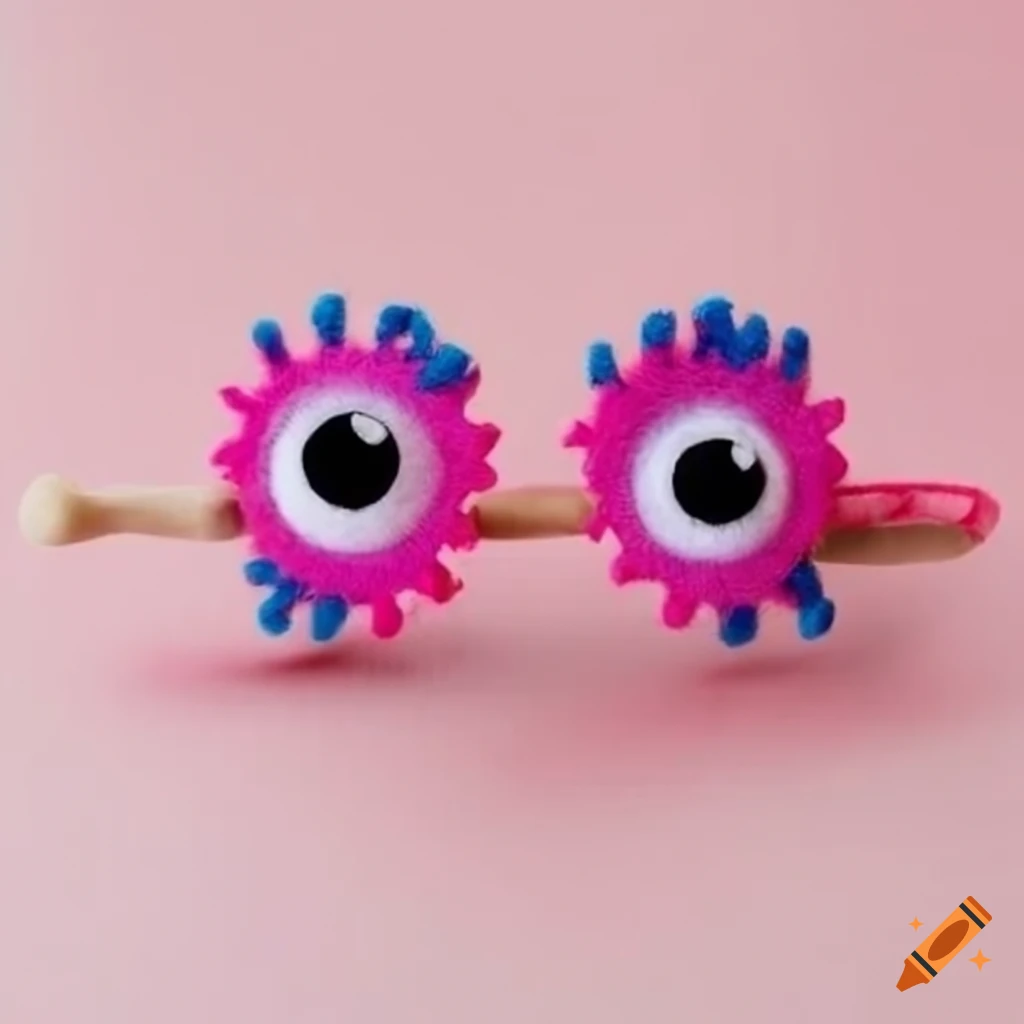 A hair clip with goggly eyes and felt straw legs that makes an adorable monster