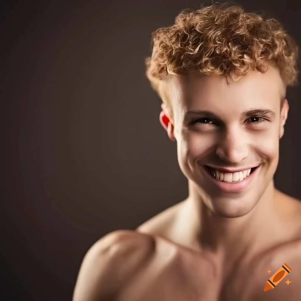 Portrait of a smiling attractive man with absolutely symmetrical