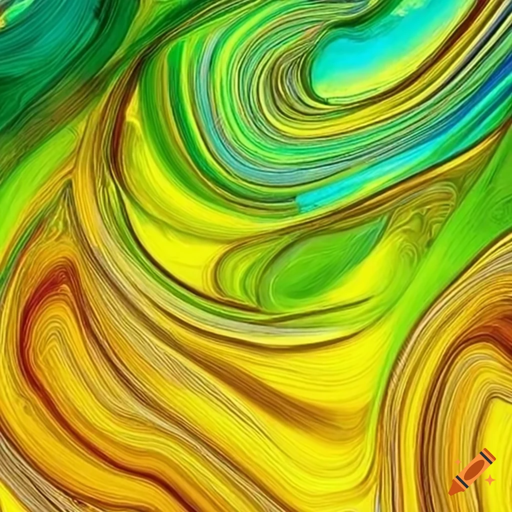Abstract marble painting with green gold and black on Craiyon