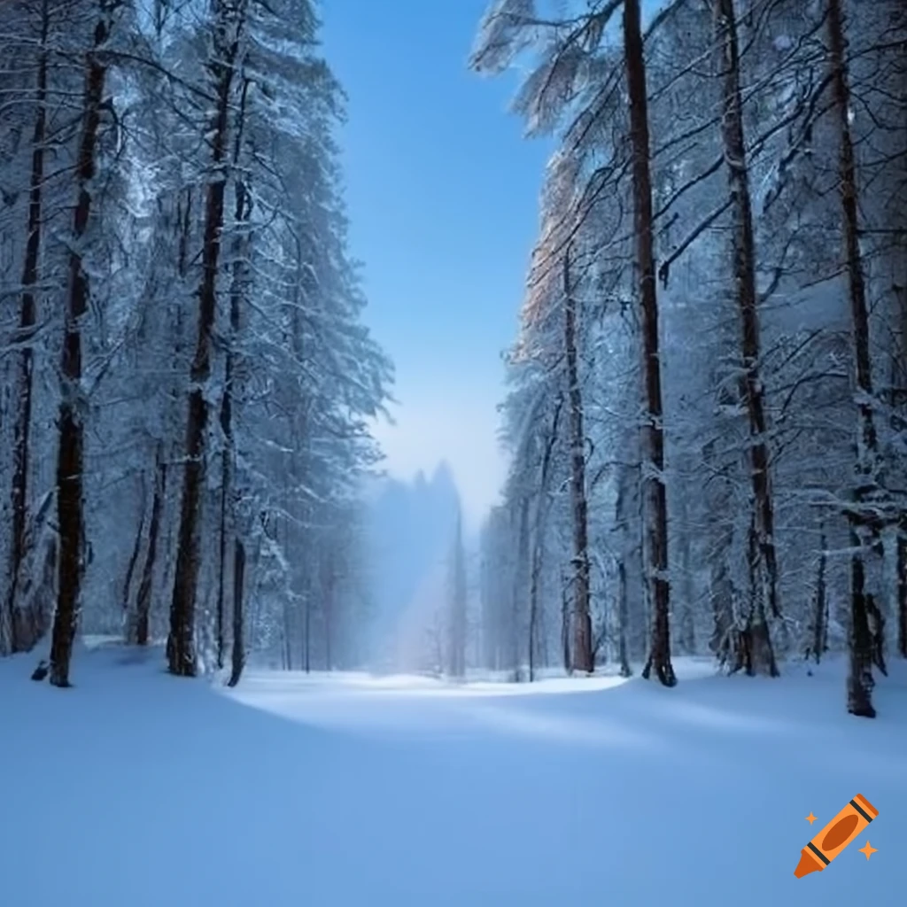 pine forest, snow, daytime