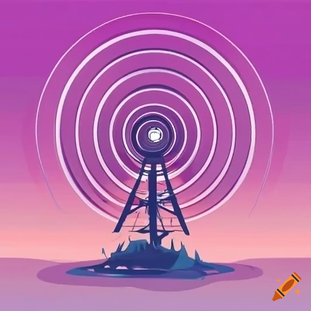 Radio signal coming out of an antenna on Craiyon